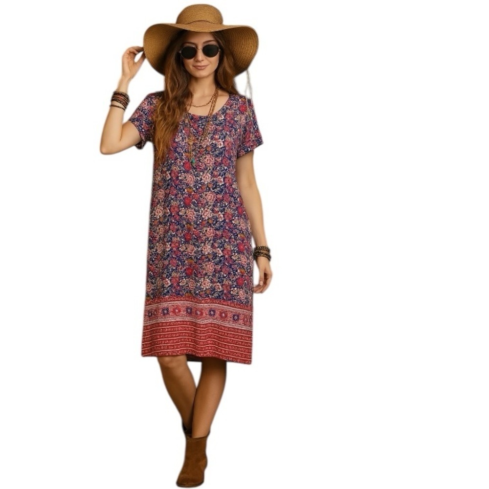 Lucky Brand Floral Boho Bohemian Hippie Festival Comfortable Dress Plus Size 1X